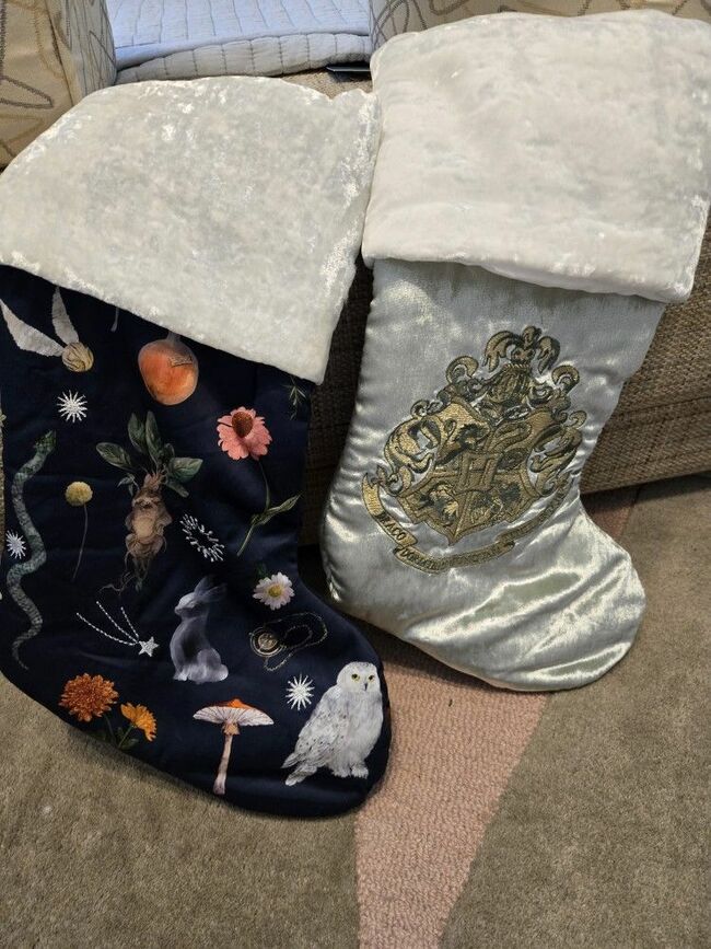 Harry Potter Herbology & Hogwarts Crest Forbidden Forest Soft Velvet Stocking Combo