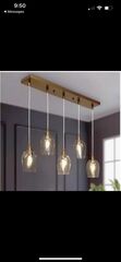 Uolfin Mid-Century Modern Kitchen Island Linear Plating Brass Chandelier  Light
