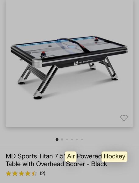 Air hockey Table MD Sports Titan 7.5' Air Powered Hockey Table with Overhead Scorer - Black