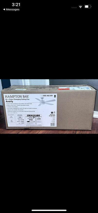 Hampton Bay Averly 52 In. Ceiling Fan with Integrated LED  Light in Matte White