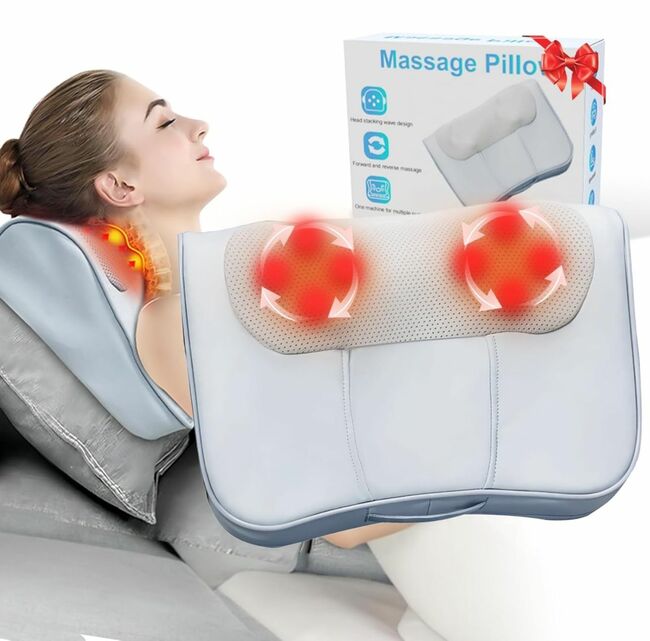 BRAND NEW Neck Back 3D Deep Kneading Massager Pillow with Heat for Men & Women