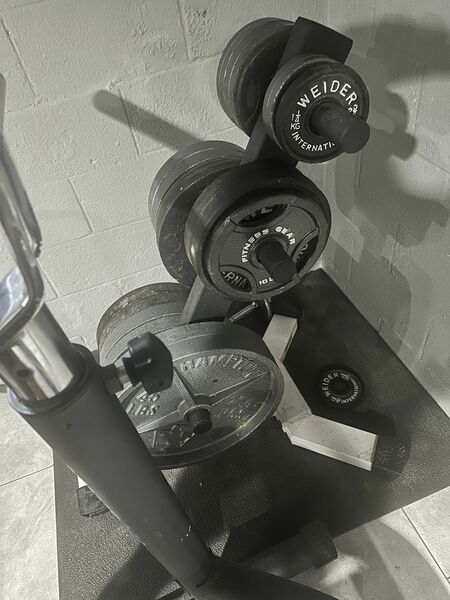 Workout Bench With Metal Plates And Plate Holder