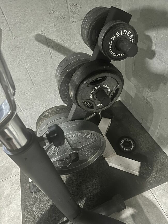 Workout Bench With Metal Plates And Plate Holder