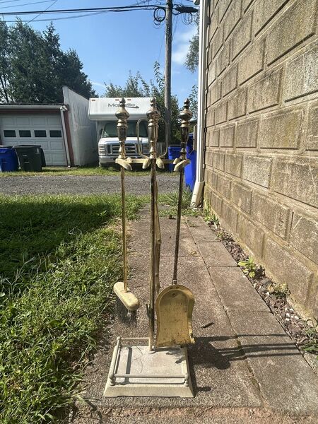 Vintage Gold Fireplace Set - 4 Pieces