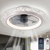 19.7" Flush Mount Ceiling Fan with LED Light,Remote Control