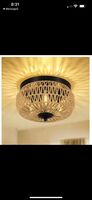 12.6 in. Rattan Light Fixtures Ceiling Mount, No Bulbs Included Flush Mount Hand