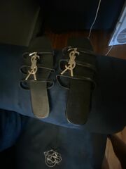 Saint Laurent Sandals/ Black and Gold/ Size 7.5.