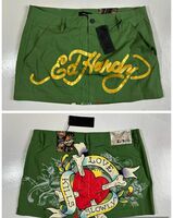 ED Hardy LOVE KILLS SLOWLY Women's Size MEDIUM Mini Skirt - Olive
