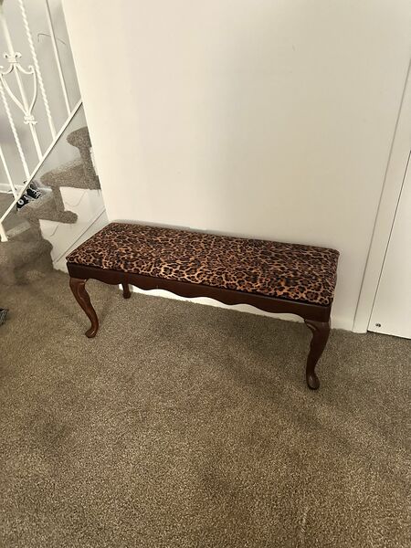 Reupholstered Vintage “The Bombay Company” Wood Bench