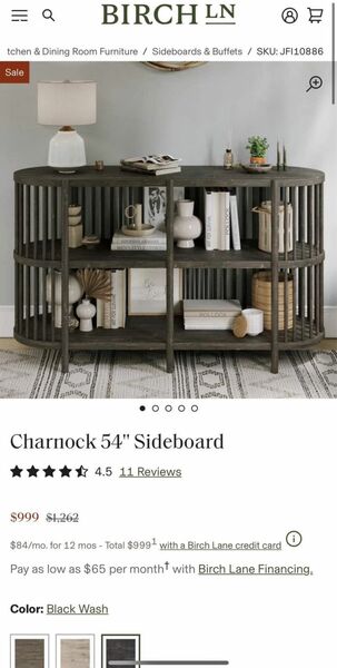 Solid handcrafted acacia wood console table 54'' Sideboard