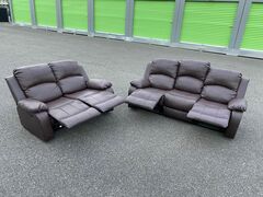 FREE DELIVERY AND INSTALLATION - Sancho 2 Pieces Brown Leather Reclining Living Room Set