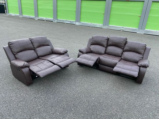 FREE DELIVERY AND INSTALLATION - Sancho 2 Pieces Brown Leather Reclining Living Room Set