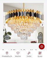 Crystal Chandeliers Modern Black And Gold Large 24” Round Chandelier