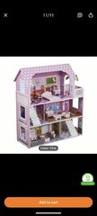 New Large Wooden Doll House With Furniture Assembly Required