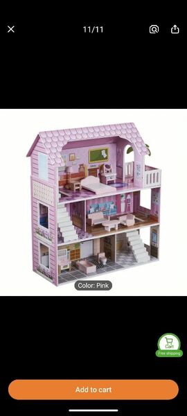 New Large Wooden Doll House With Furniture Assembly Required