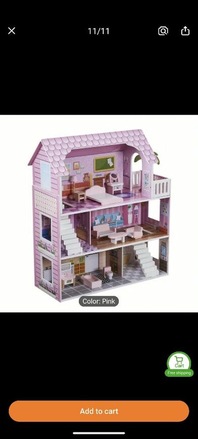 New Large Wooden Doll House With Furniture Assembly Required