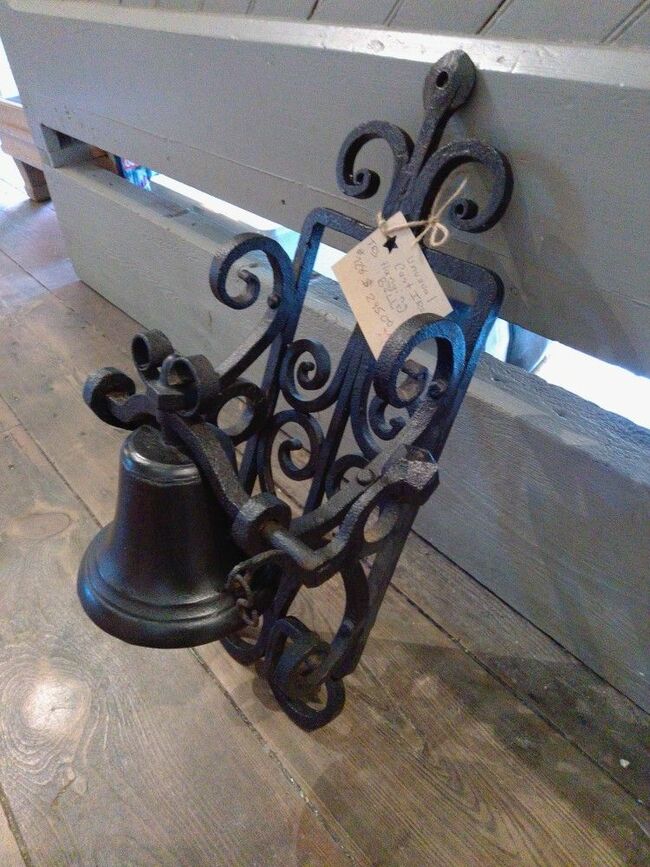 Unique Black Wrought Iron Bell Wall Hanging