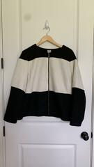 Chico’s Women’s Tweed Colorblock Zip Jacket Black/Cream XL