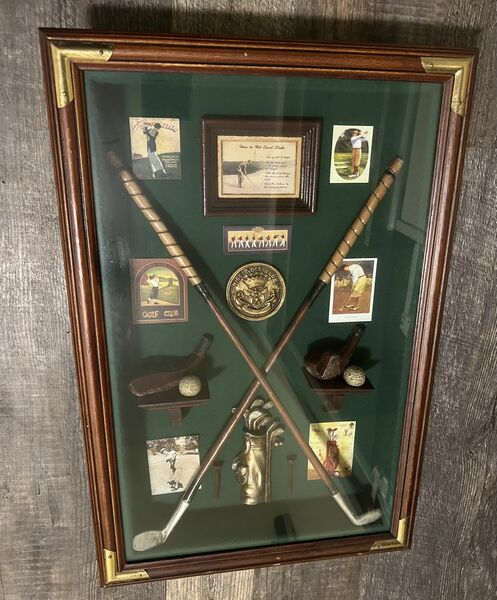 Golf History Evolution of the Game Shadow Box Display Frame Wall Hanging 13 x 20