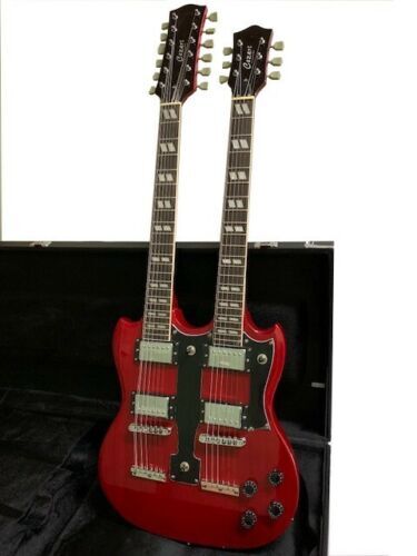 NEW SG EDS-1275 STYLE DOUBLE NECK 12/6 STRING TRANS RED SOLID  GUITAR