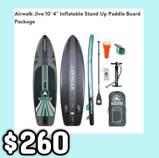 New  Airwalk Jive 10'4" Inflatable Stand Up Paddle Board Package: Njft