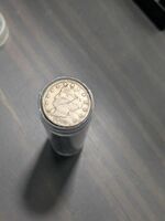 A Full Overstuffed Roll Of Liberty Nickel Coins
