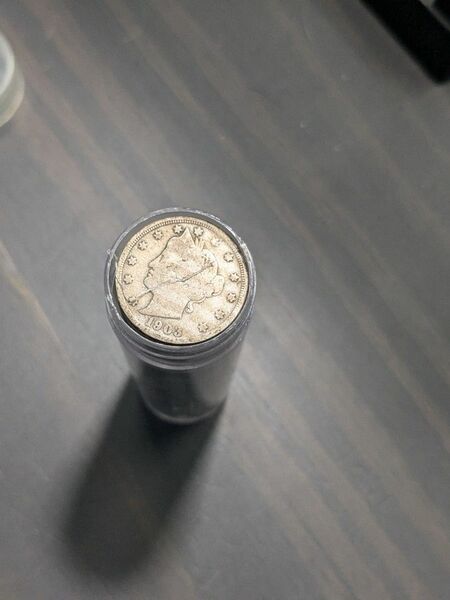 A Full Overstuffed Roll Of Liberty Nickel Coins