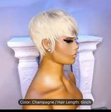 Elegant Pixie Cut Wig For Women, 613 Blonde, Human Hair, Short Layered With Bangs, Glueless Full Machine Made, Perfect For Halloween & Parties, 150% D