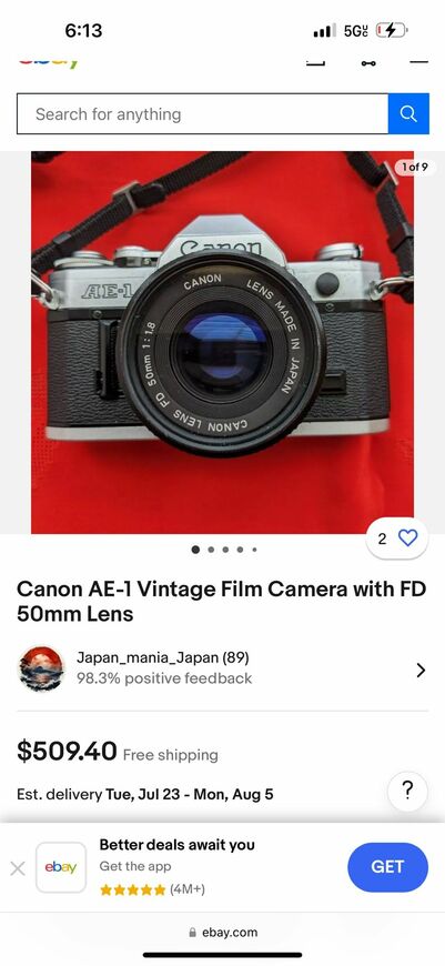 Vintage Canon Camera With Many Extras Like New $200obo