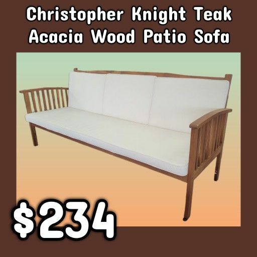NEW Christopher Knight Teak Acacia Wood Patio Sofa: Njft