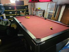 Pool Table, Cues, And Budweisser Light