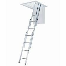 Werner AA 7-ft to 9.83-ft. (Rough Opening: 18-in x 24-in) Sliding Aluminum Attic Ladder with 250 lbs. Capacity