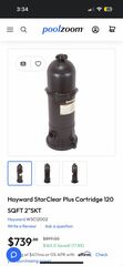 Hayward W3C12002 Star-Clear Plus Cartridge 120 Sq Ft with 2" Ports In Ground Pool Filter is designed for continuous or intermittent operation. The tan