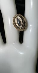 1970s  Anson Antique  Diamond & Onyx Tie Tack 14K Yellow Gold- with safety chain