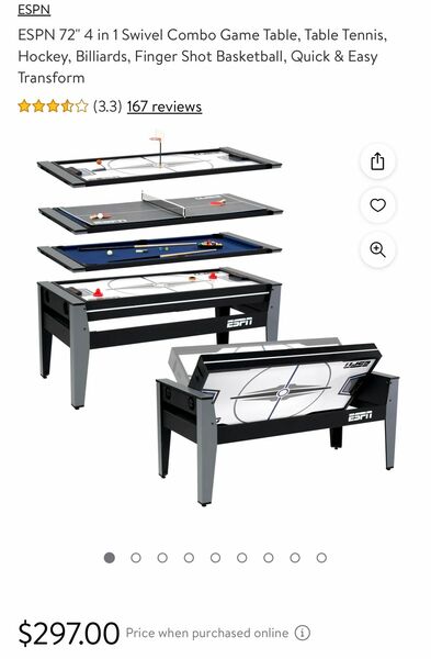 ESPN 4 in 1 Swivel Game Table