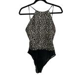 Topshop Halter body suit gold black sequin tie neck backless  Size: 6