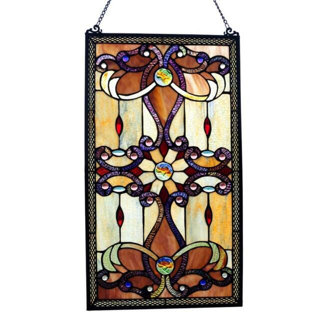 Brandi Amber Stained Glass Window Panel by River of Goods | 26 Inches