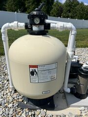 Pentair TA-60/60D sand filter with multiport and new Brightline glass filter media installed.