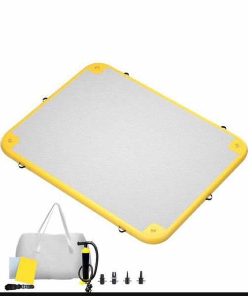 GONFLABLE Inflatable Floating Dock, 5ft/ 6ft/ 8ft/ 10ft/ 12ft Inflatable Water Platform Raft with Air Pump& Storage Bag, Floating Island Mat for Pool