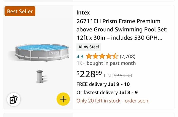 Intex 12 Ft By 30 Inch Pool
