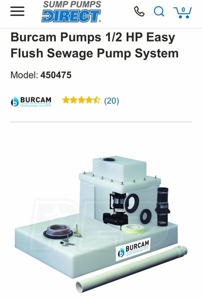 Burcam Pumps 1/2 HP Easy Flush Sewage Pump System