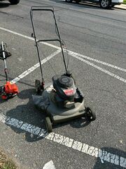 Lawn Mower ) Weed Wacker )  Gas Blower )