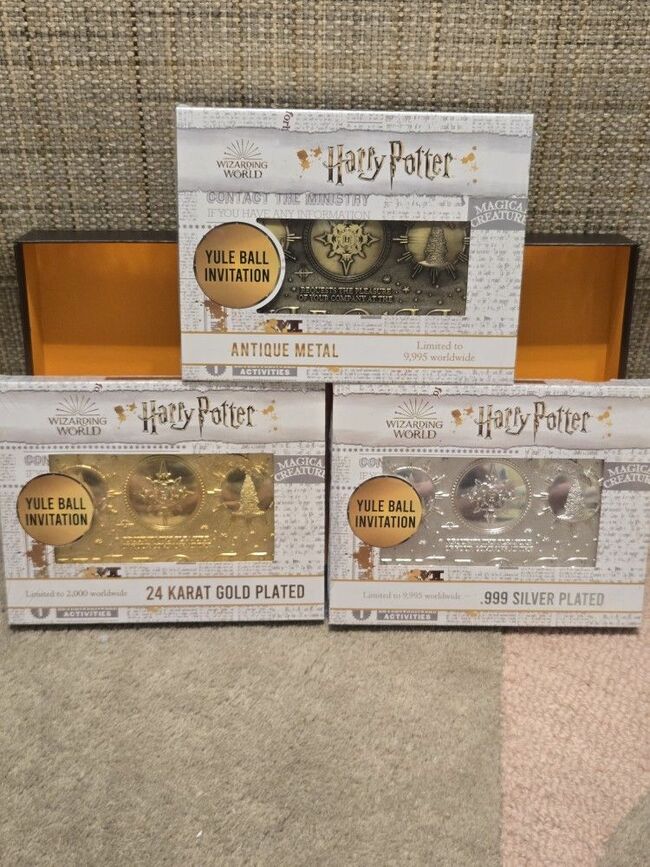 Harry Potter Yule Ball Ticket Antique Silver & 24K Gold Plated LIMITED NUMBERED Tickets Combo Set