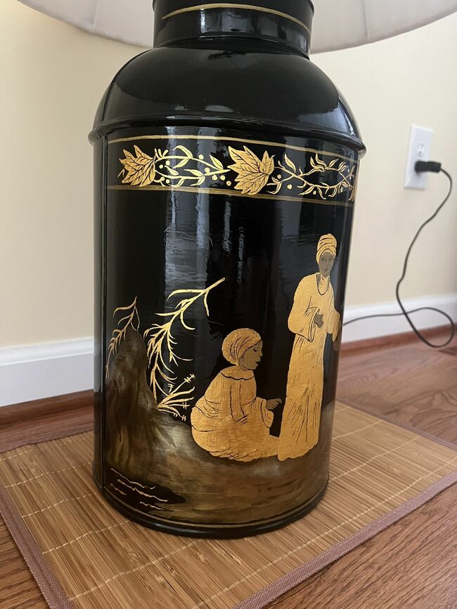 Unique lamp with hand-painted gold-leaf design