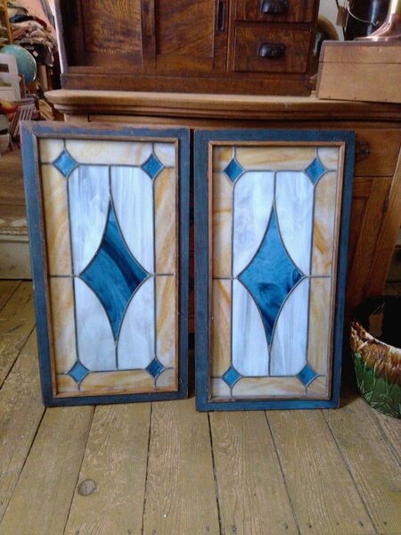 Pair Of Stained Glass Door Panels
