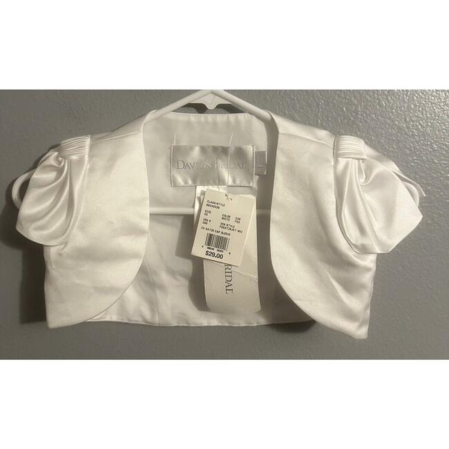 David’s Bridal Girls XS Satin Cap Sleeve Shrug White NWT