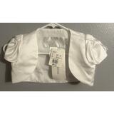 David’s Bridal Girls XS Satin Cap Sleeve Shrug White NWT