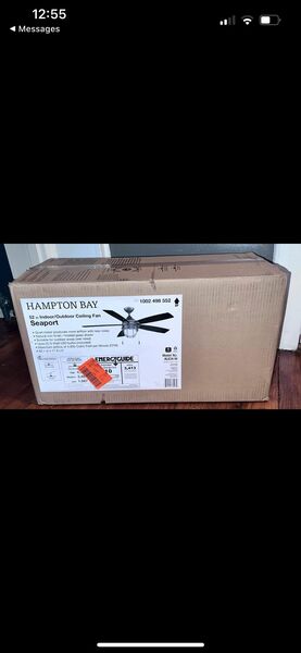 Hampton Bay Seaport 52 in. LED Indoor/Outdoor Iron Ceiling Fan with Light Kit