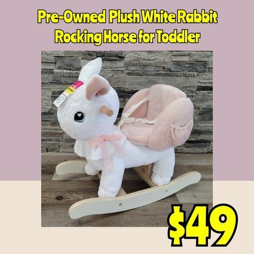 Pre-Owned  Plush White Rabbit Rocking Horse for Toddler: Njft