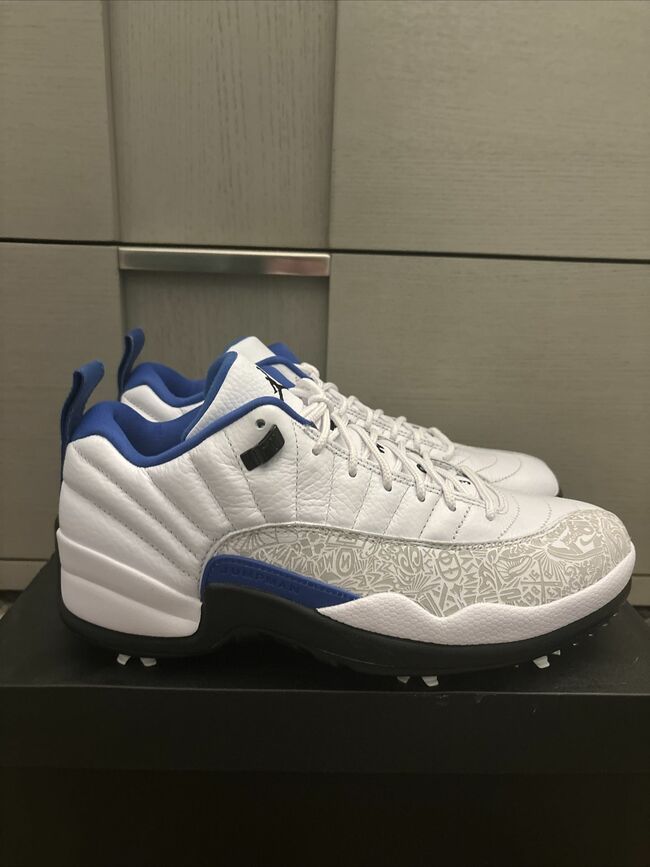 Men's Size 9- Air Jordan 12 Golf Low White Game Royal (NEW in BOX)